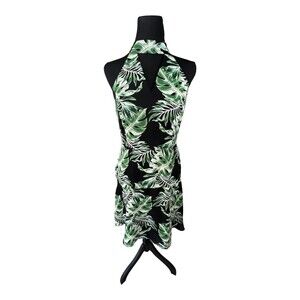Belle Vere Tropical Black Green Halter‎ Neckline Mock Turtleneck Summer Dress 4